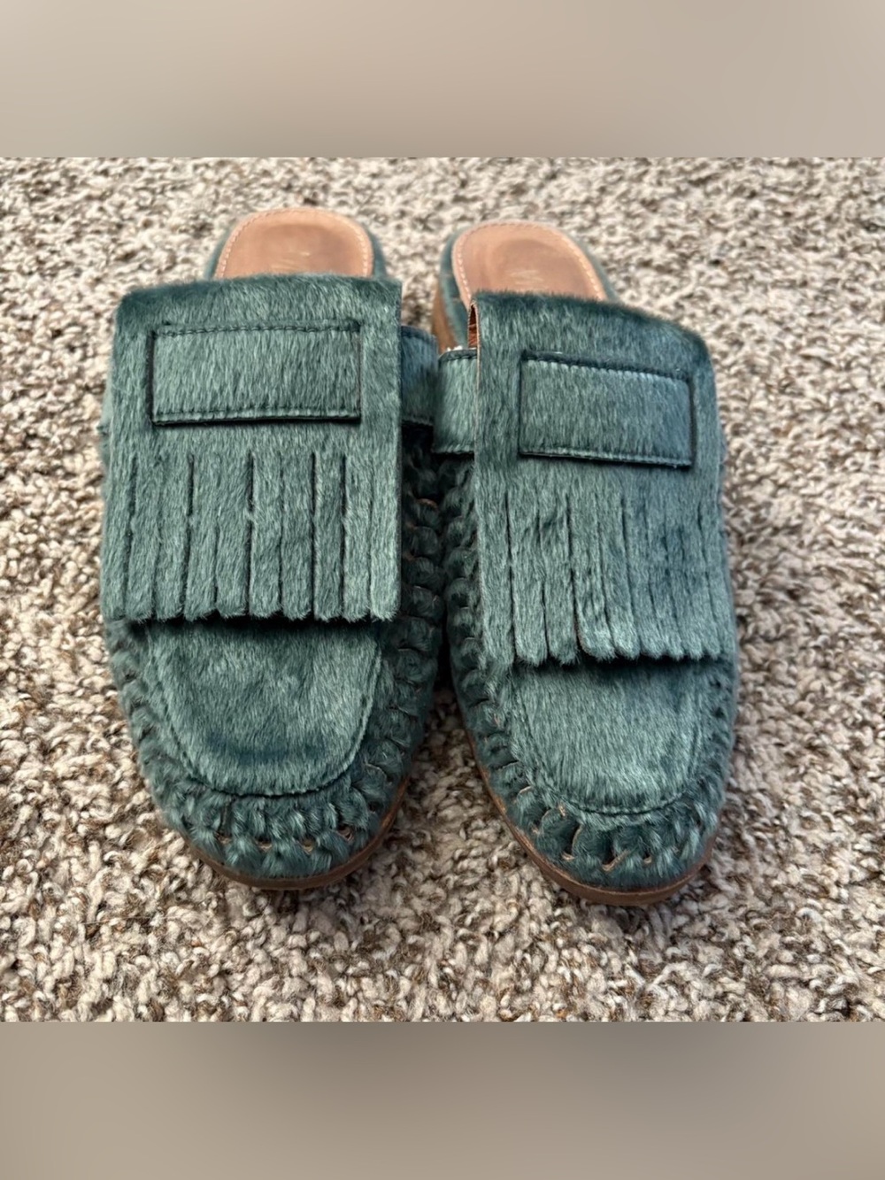 Mi.iM Forest Green Fringe Mules